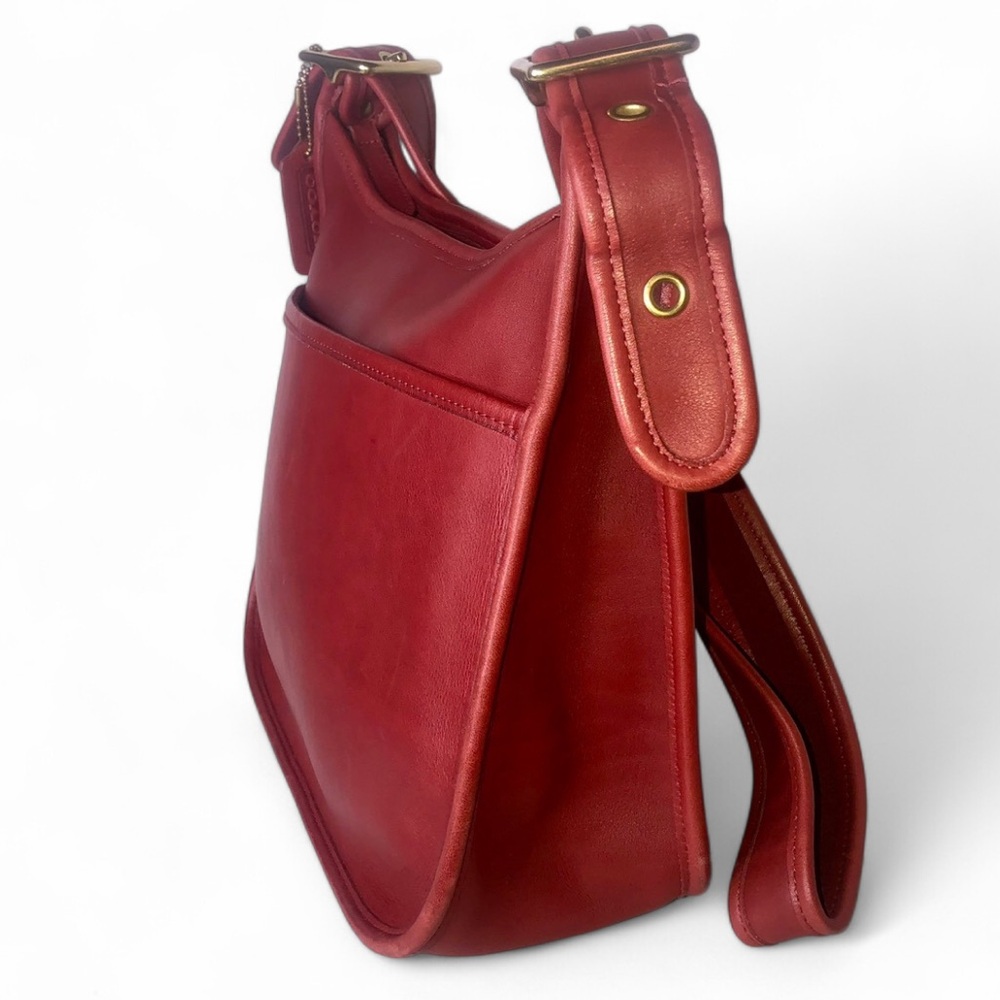 COACH Legacy Zip Red Glove-Tanned Leather Shoulder Bag Vintage 9966 COA - Picture 5 of 17